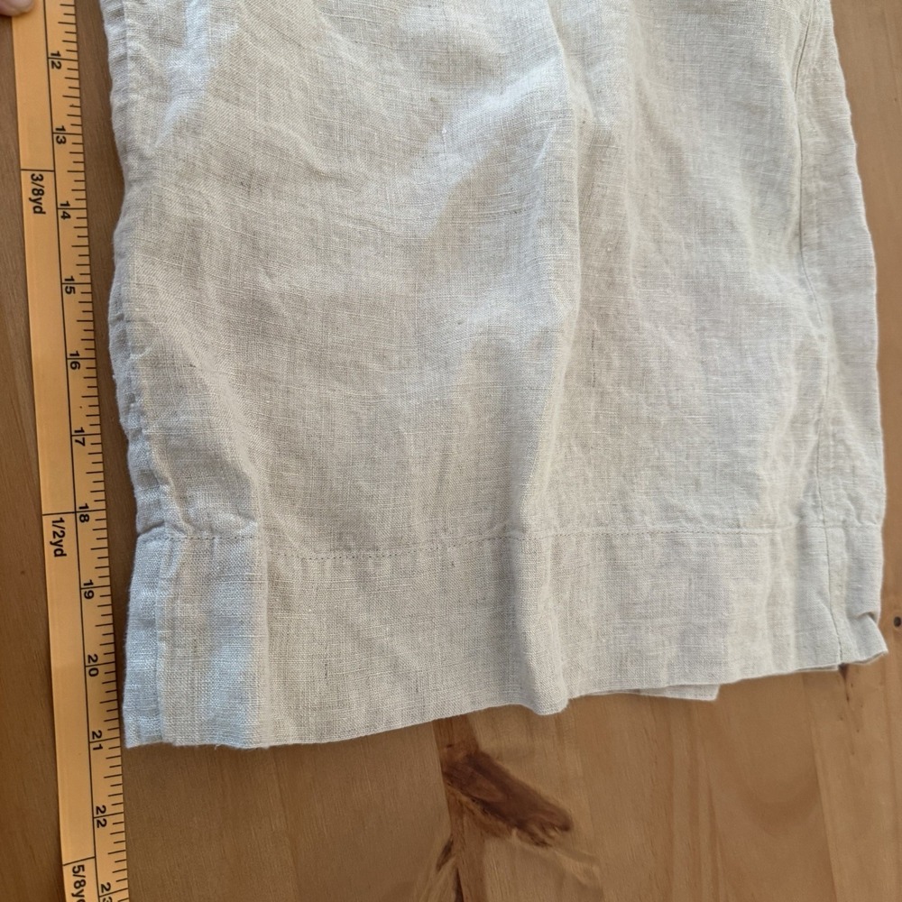 Sundance Womens 100% Linen Pants Size 4 Beige Cropped Wide Leg Pleated Front - Picture 9 of 11